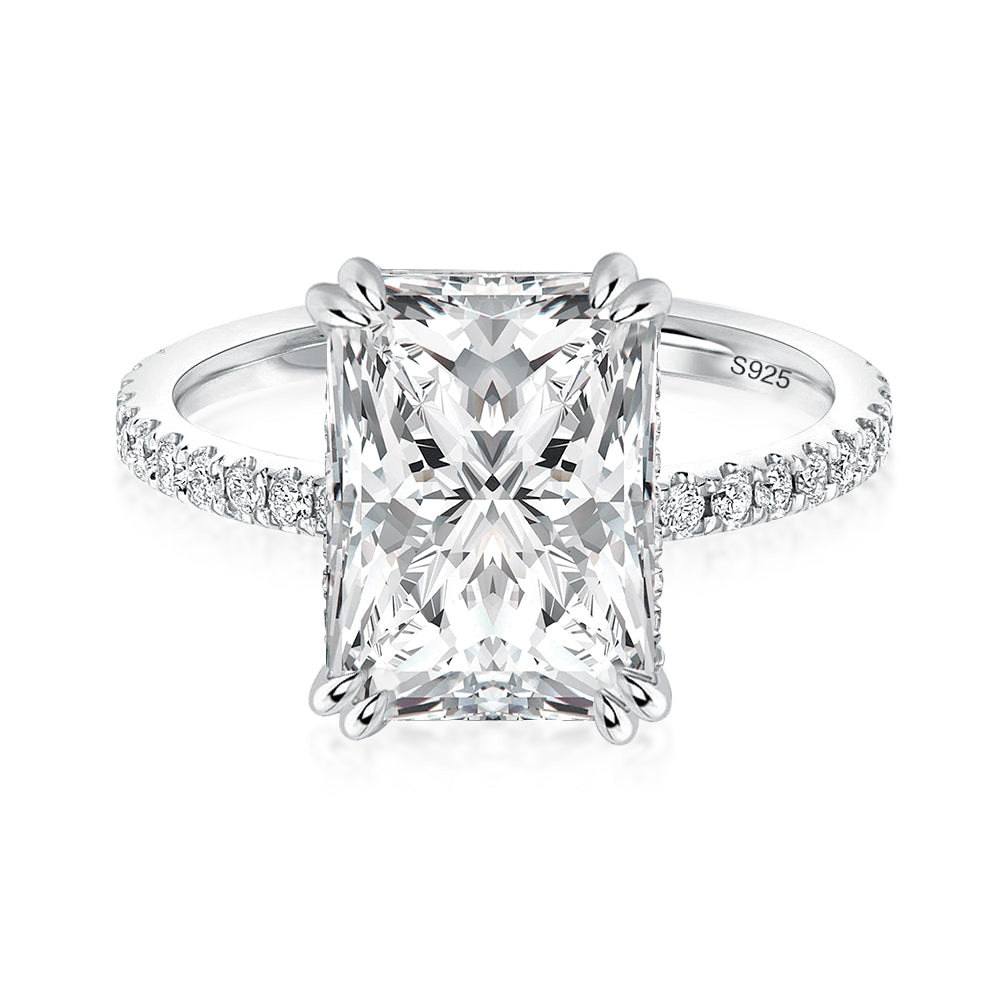 Aurevyn 3.0Ct~4.5 Ct Radiant Cut White Gold Engagement Ring For Women