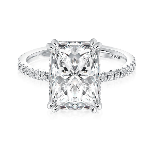 Aurevyn 3.0Ct~4.5 Ct Radiant Cut White Gold Engagement Ring For Women