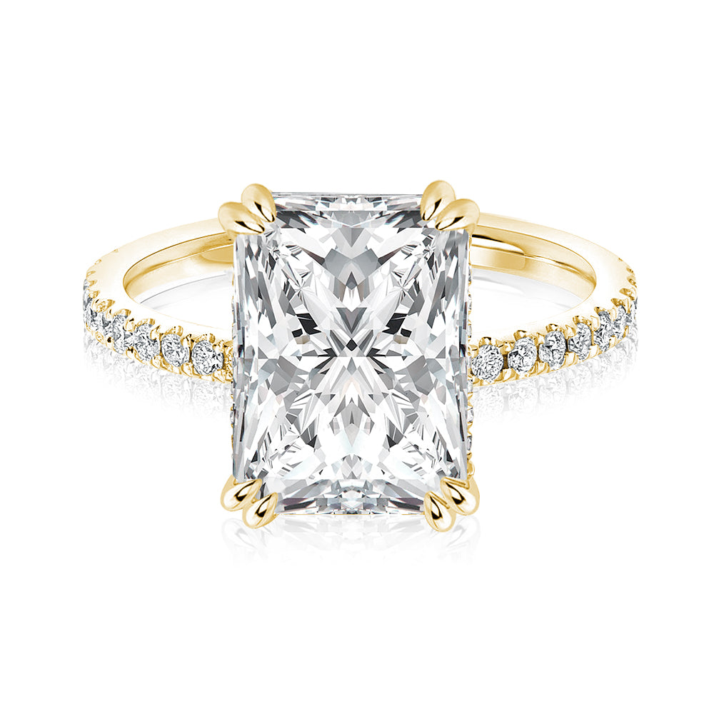 Aurevyn 4.5 Ct/3.0Ct Radiant Cut Yellow Gold Engagement Ring For Women