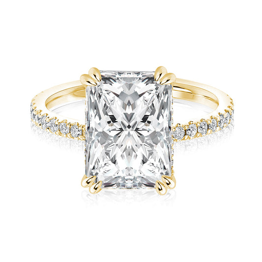 Aurevyn 4.5 Ct/3.0Ct Radiant Cut Yellow Gold Engagement Ring For Women
