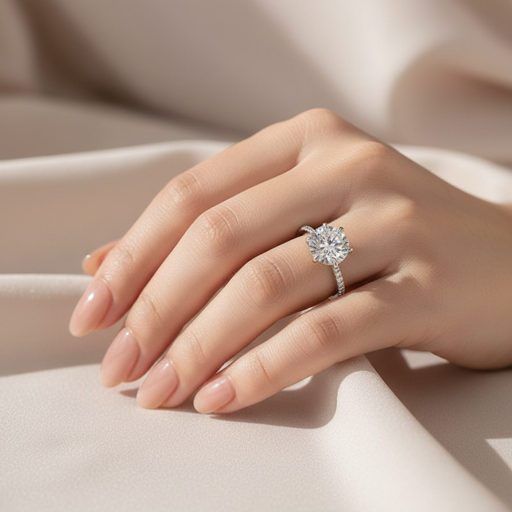 Aurevyn 2.0 Ct ～4.0 Ct Round Cut 6 Prong Promise Rings For Women