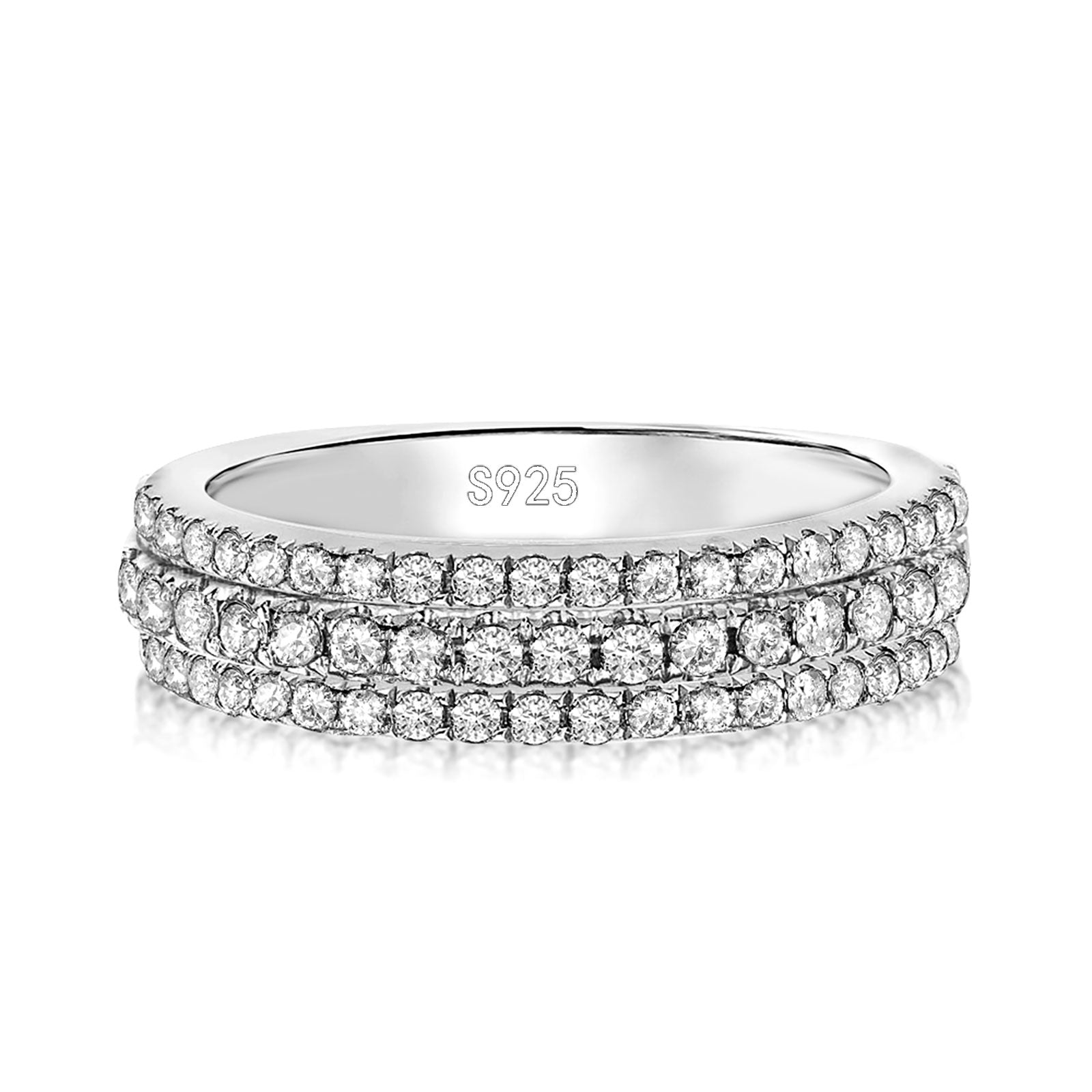Aurevyn Moissanite 2.5Ct Round Cut White Gold Pavé White Gold Wedding Band In Sterling Silver