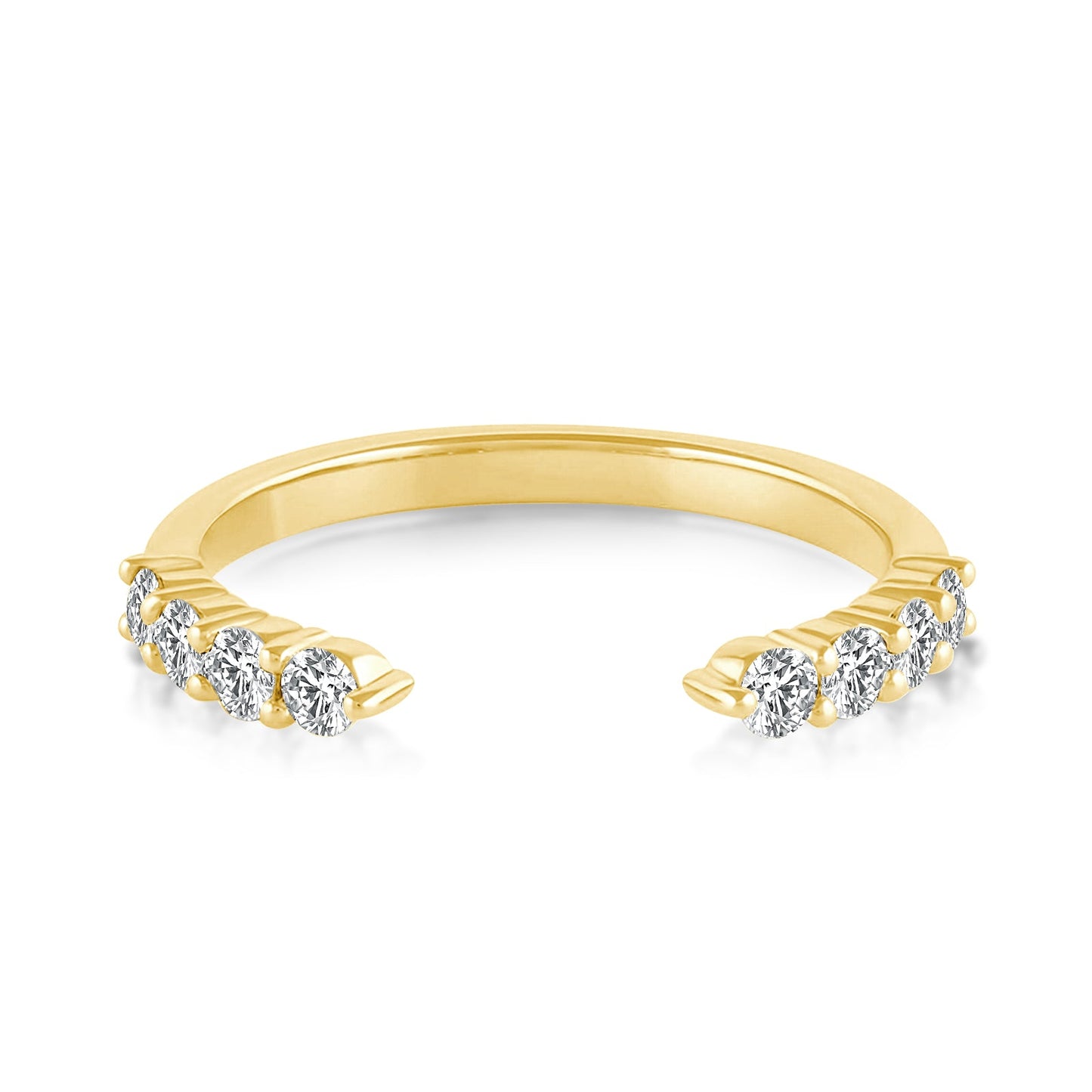 Aurevyn 0.2Ct Round Cut Yellow Gold Open Moissanite Diamond Wedding Band
