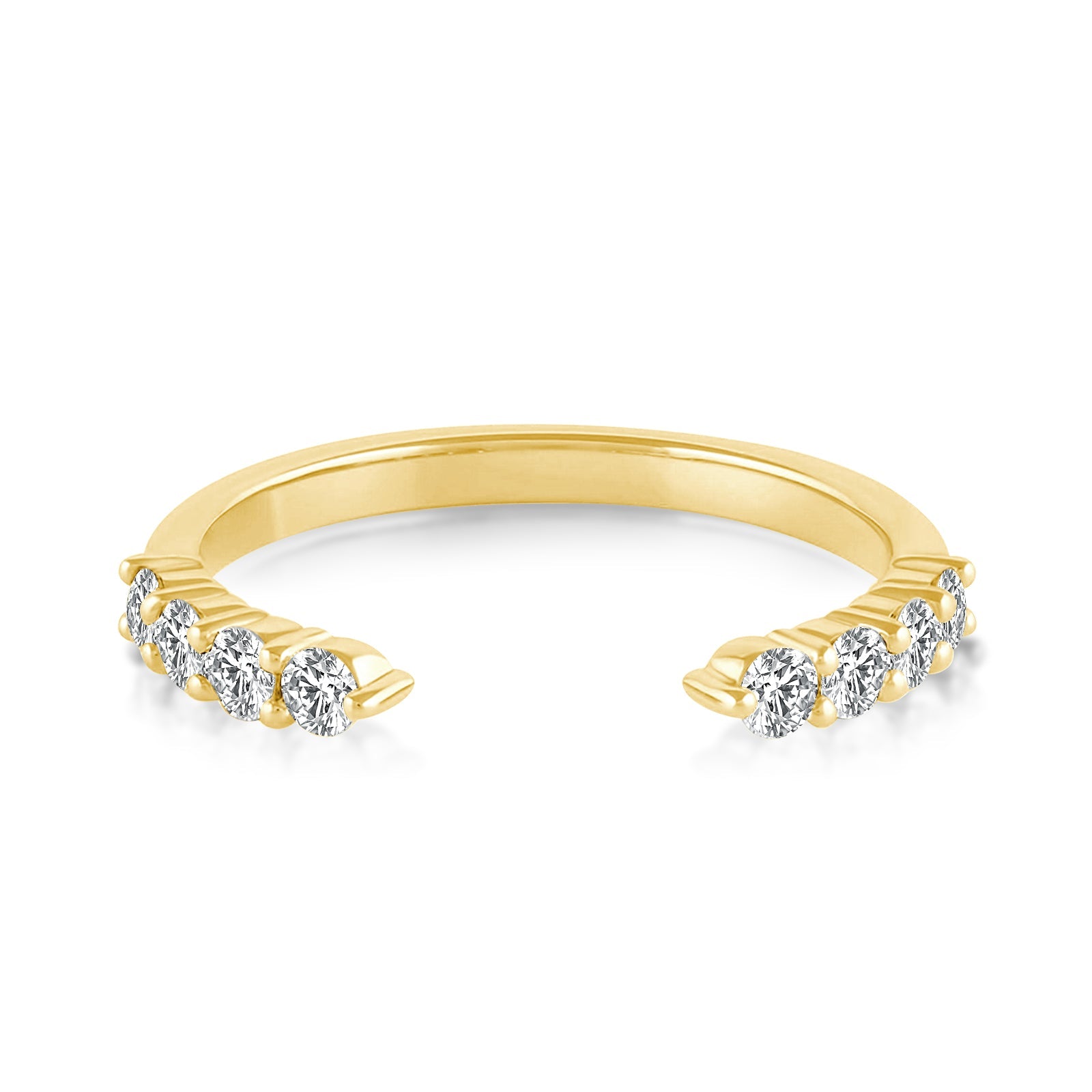Aurevyn 0.2Ct Round Cut Yellow Gold Open Moissanite Diamond Wedding Band