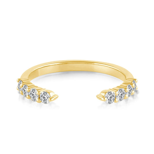 Aurevyn 0.2Ct Round Cut Yellow Gold Open Moissanite Diamond Wedding Band